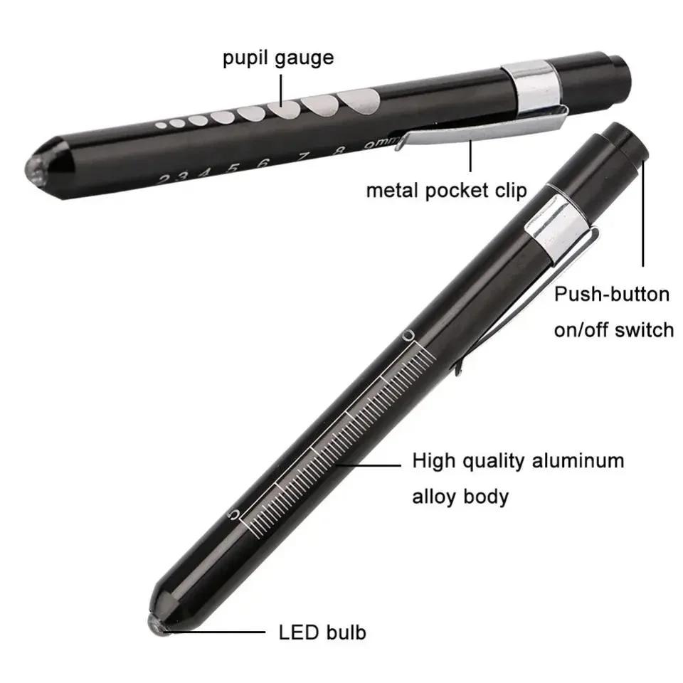 Inspection LED Flashlight White Light with Pupil Gauge and Ruler Medical Pen Lights