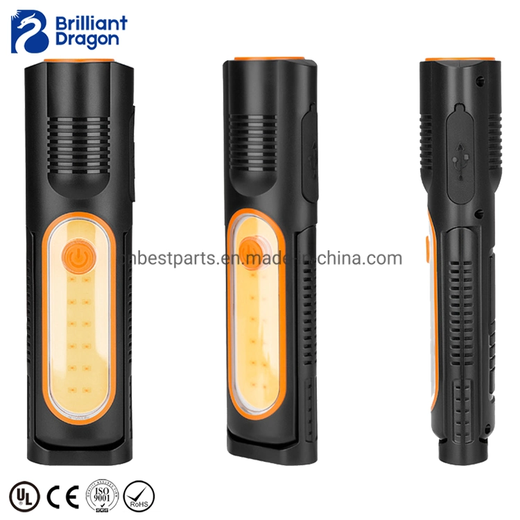 Portable LED Flashlight Car Inspection Work Lamp Emergency Portable Rechargeable LED COB Handheld Torch Work Light